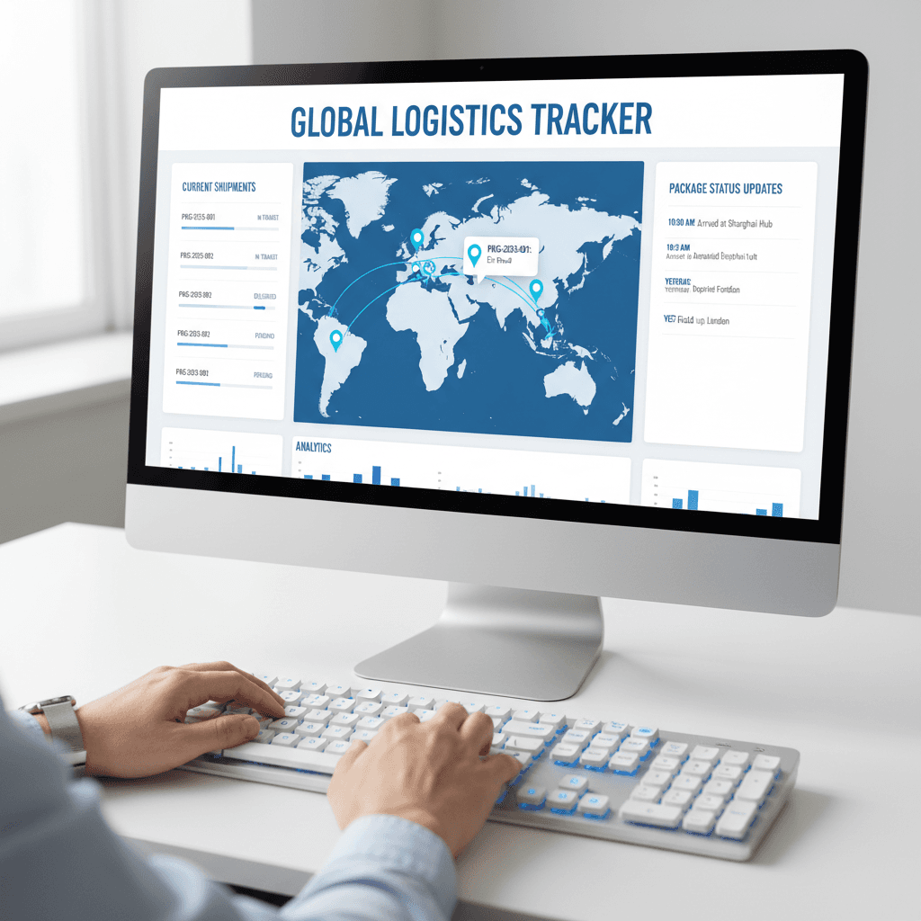 Package tracking and global delivery network visualization